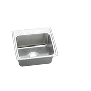 Stainless steel drop-in sink with single bowl, brushed finish, and two mounting holes on rim.