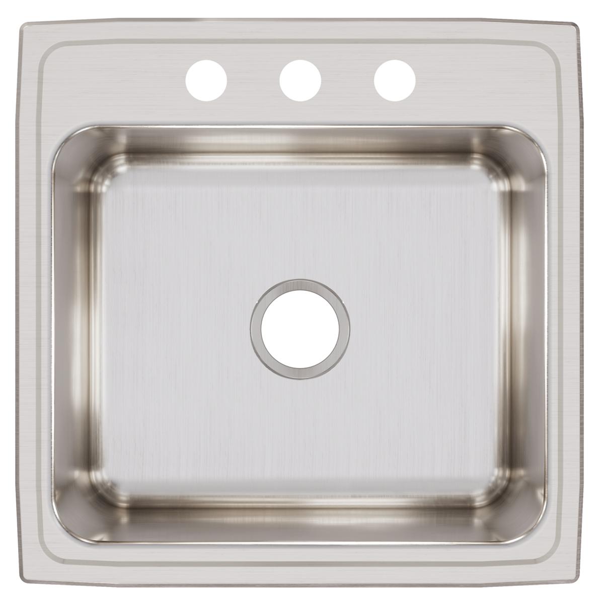 Elkay Lustertone Classic Stainless Steel 22" x 22" x 10-1/8" 3-Hole Single Bowl Drop-in Sink