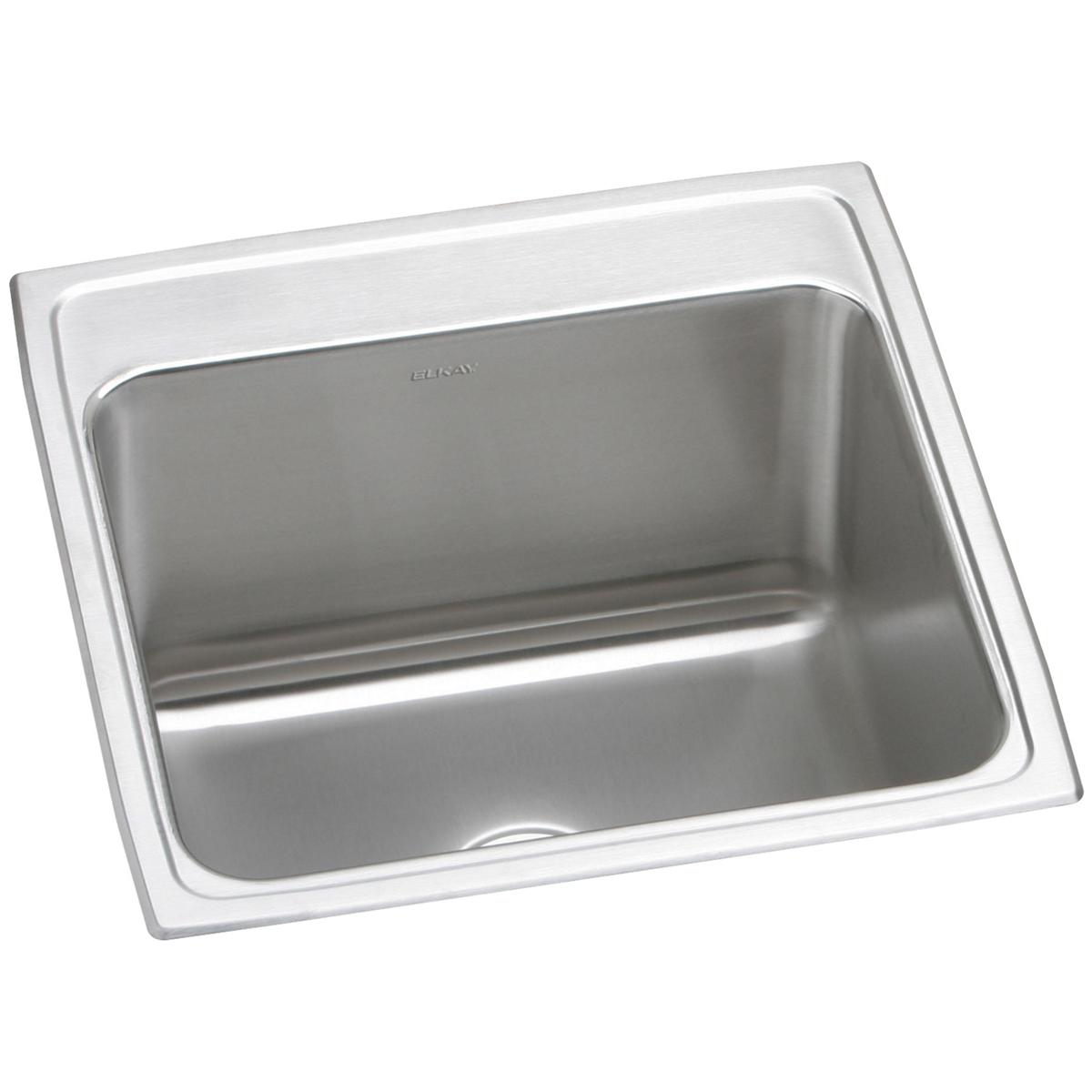 Stainless steel drop-in sink with single rectangular bowl and brushed finish surface.