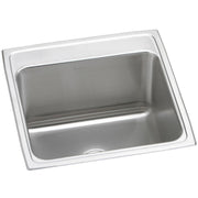 Stainless steel drop-in sink with single rectangular bowl and brushed finish surface.