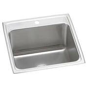Stainless steel drop-in sink with single bowl, one faucet hole, and brushed finish surface.