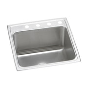 Stainless steel drop-in sink with single bowl and four mounting holes along the rim.