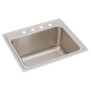 Stainless steel drop-in sink with single bowl and four mounting holes along the rim.