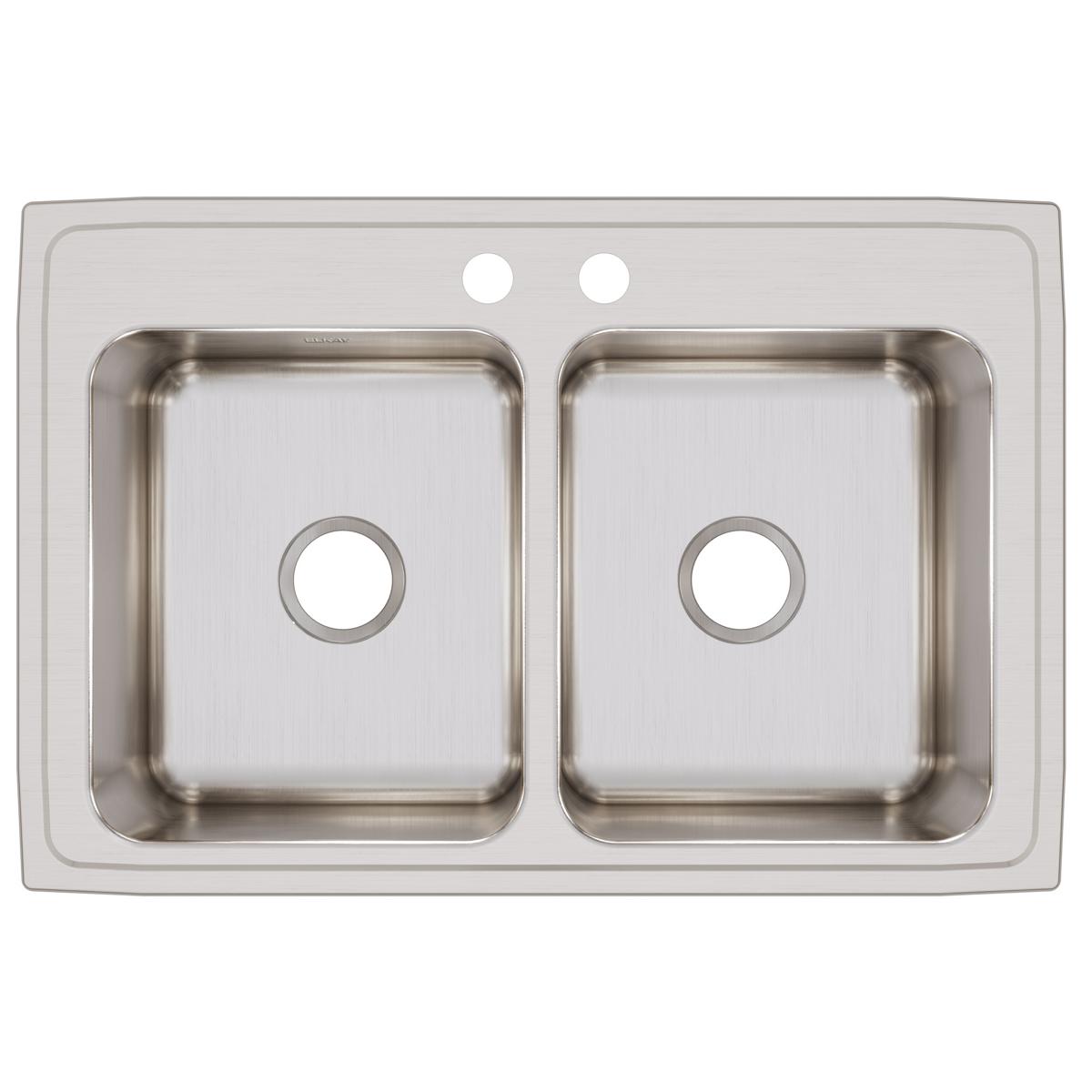 Elkay Lustertone Classic Stainless Steel 33" x 22" x 12-1/8", 2-Hole Equal Double Bowl Drop-in Sink