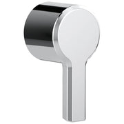 Polished nickel single-lever faucet handle with cylindrical grip and rounded lever arm.