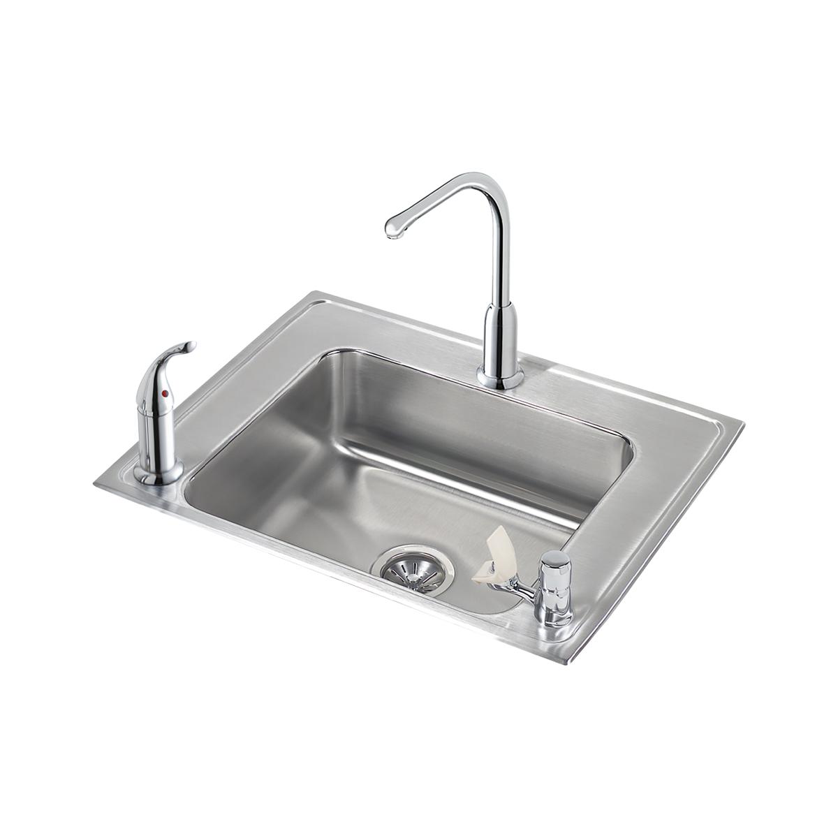 Elkay DRKAD282245RC Lustertone Classic Stainless Steel 28" x 22" x 4-1/2", Single Bowl Drop-in Classroom ADA Sink Kit
