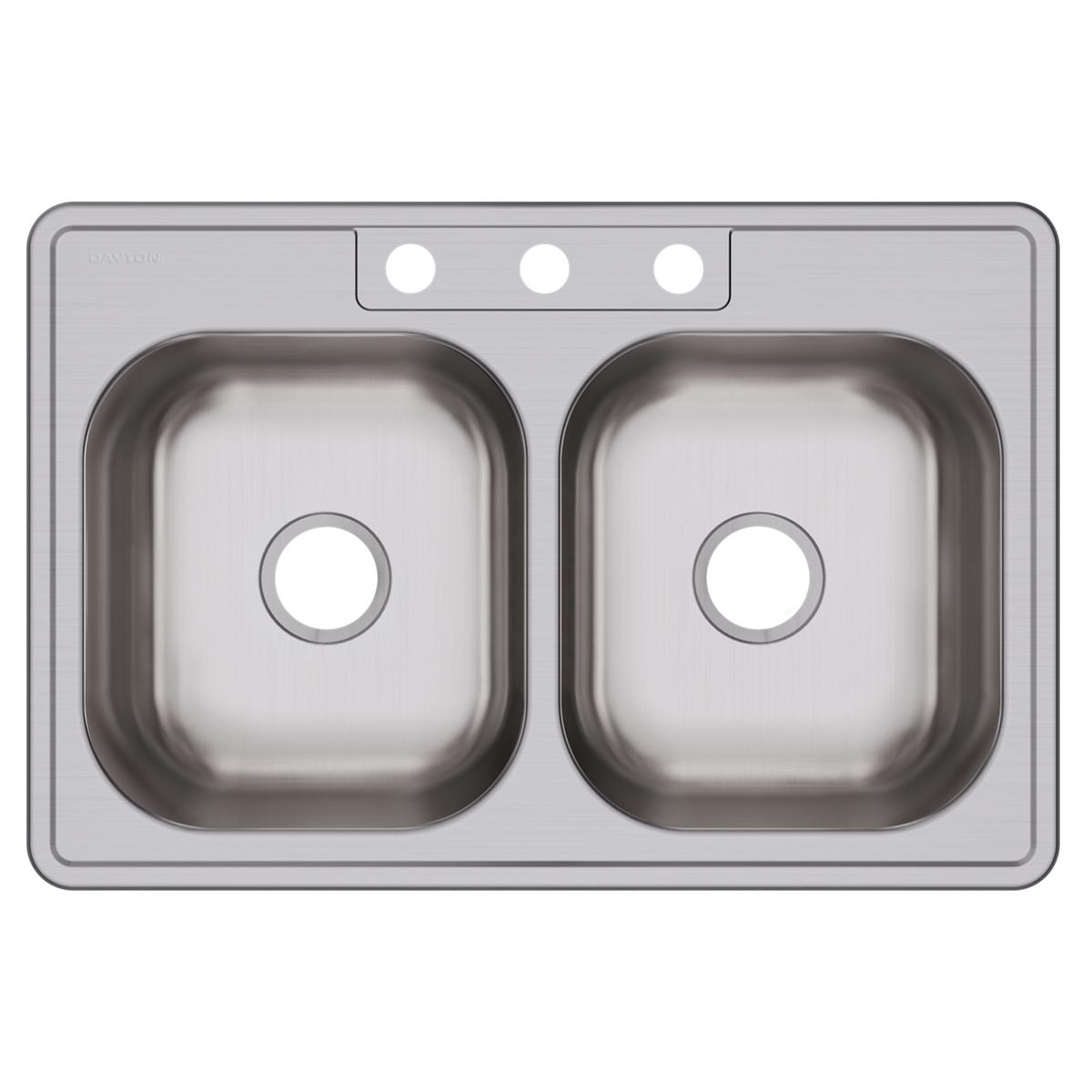 Elkay Dayton Stainless Steel 33" x 22" x 8-1/16" 3-Hole Equal Double Bowl Drop-in Sink