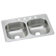 Elkay Dayton Stainless Steel 33" x 22" x 8-1/16", 4-Hole Equal Double Bowl Drop-in Sink