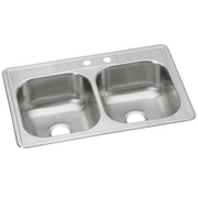 Elkay Dayton Stainless Steel 33" x 22" x 8-1/16", MR2-Hole Equal Double Bowl Drop-in Sink