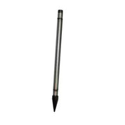 Metal drive point with textured gray shaft and black pointed tip on white background.