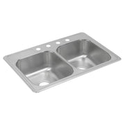 Elkay Dayton Stainless Steel 33" x 22" x 8-3/16", 0-Hole Equal Double Bowl Drop-in Sink