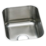 Stainless steel single bowl undermount bar sink with rounded corners and drain opening.