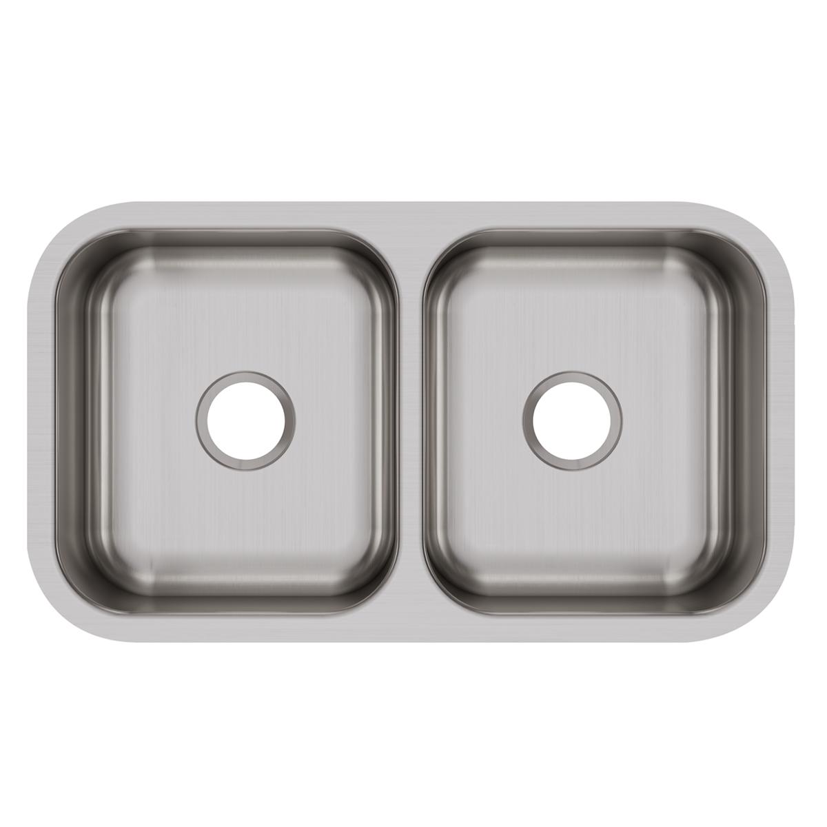 Elkay Dayton Stainless Steel 31-3/4" x 18-1/4" x 8", Equal Double Bowl Undermount Sink - DXUH3118