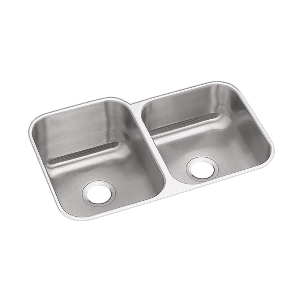 Elkay Dayton Stainless Steel 31-3/4" x 20-1/2" x 10" 60/40 Double Bowl Undermount Sink - DXUH312010R