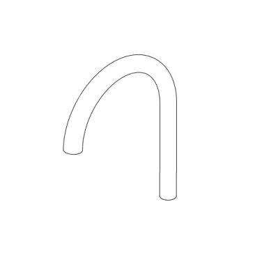 Luxe gold trim sleeve with curved and straight tubing sections for wall-mounted shower valve installation.