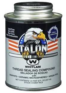 Whitlam Talon PTFE pipe thread sealant compound in metal can with eagle logo and black label.