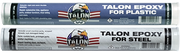 Two tubes of Whitlam Talon Epoxy Putty with black caps, one labeled "For Plastic" and one labeled "For Steel."
