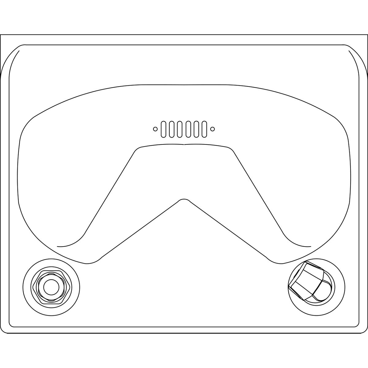 Top-view line drawing of Elkay Legacy floor-mount water cooler showing glass filler opening, foot pedal, and dual drinking fo