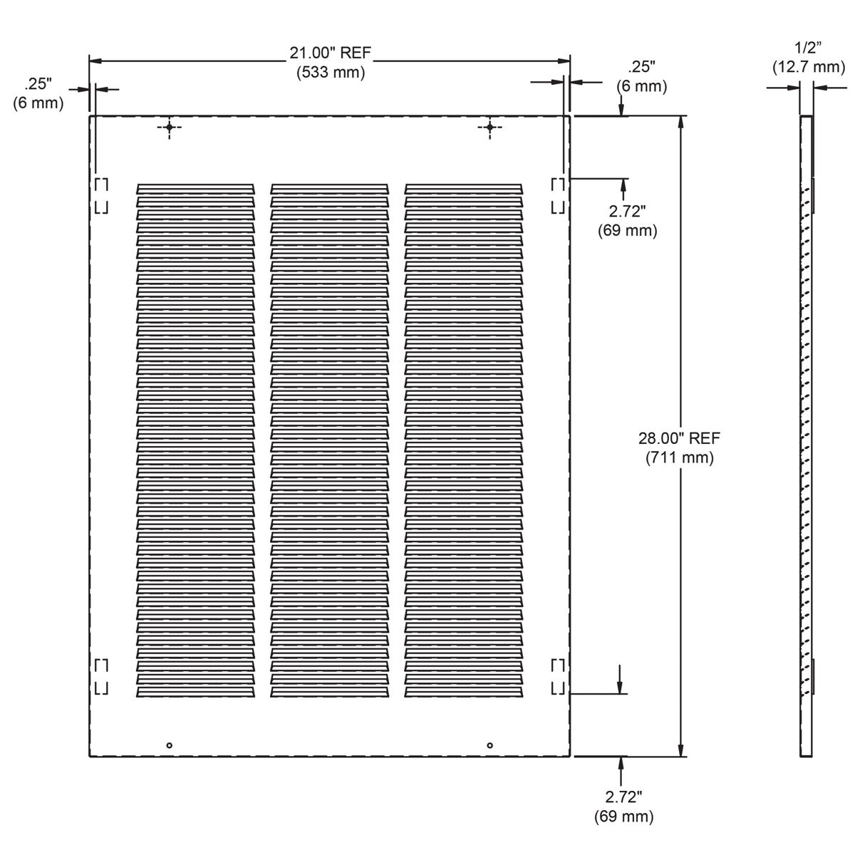 Elkay Louvered Grill (Stainless Steel) 21" x 1/2" x 28"