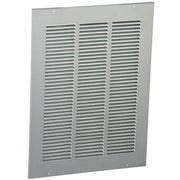 Silver louvered grill panel with three vertical sections of horizontal slats and mounting holes.