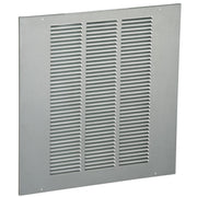 Stainless steel louvered grill panel with three vertical sections of horizontal slats and mounting holes.