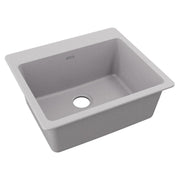 Greystone quartz drop-in sink with single rectangular bowl and drain hole.