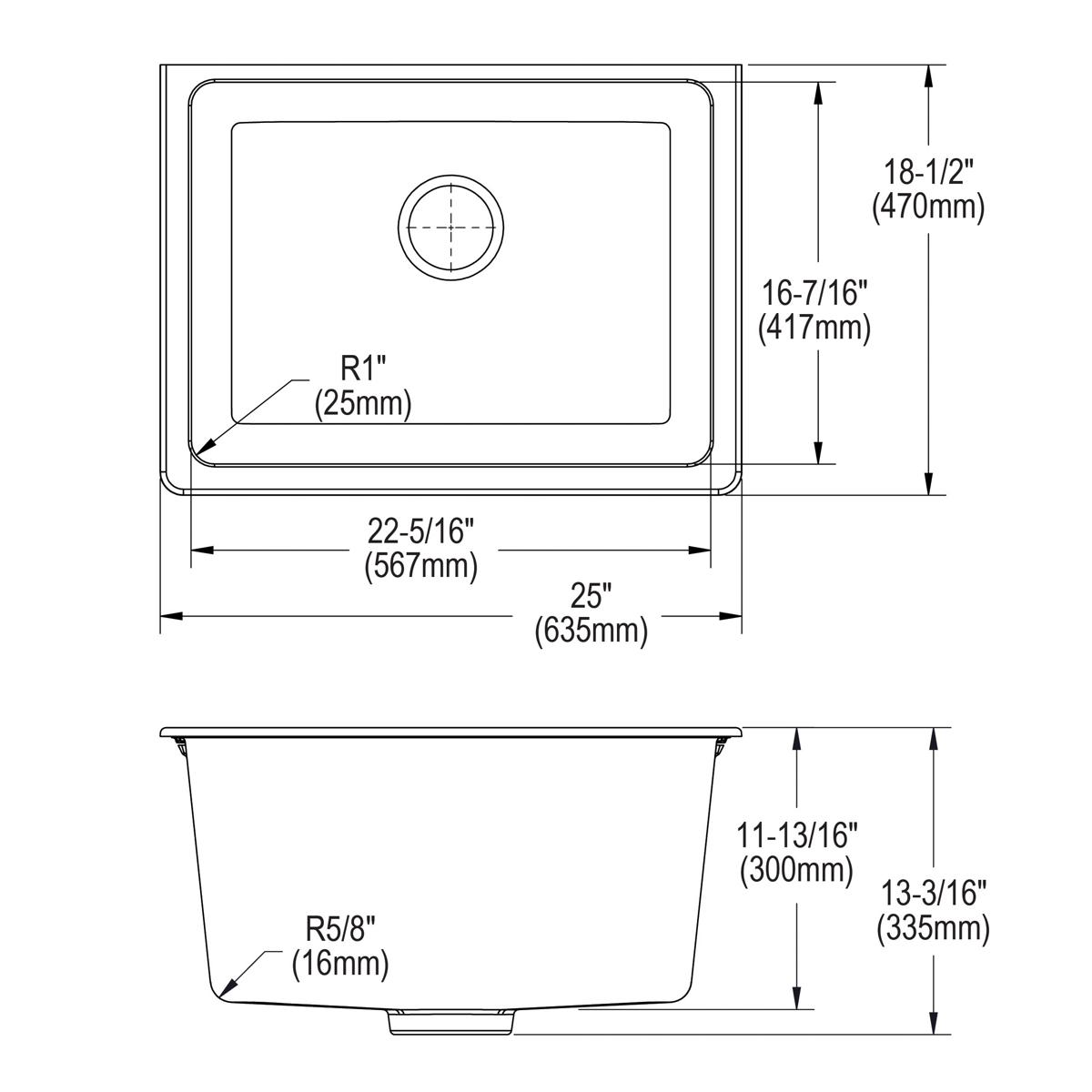 Elkay Quartz Classic 25" x 18-1/2" x 11-13/16" Undermount Laundry Sink with Perfect Drain Greystone