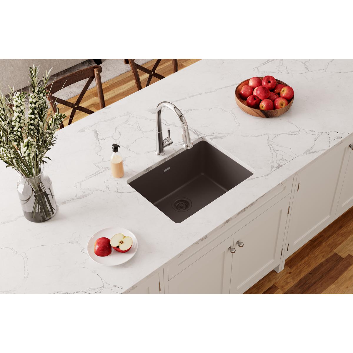 Elkay Quartz Classic 24-5/8" x 18-1/2" x 9-1/2" Single Bowl Undermount Sink Mocha