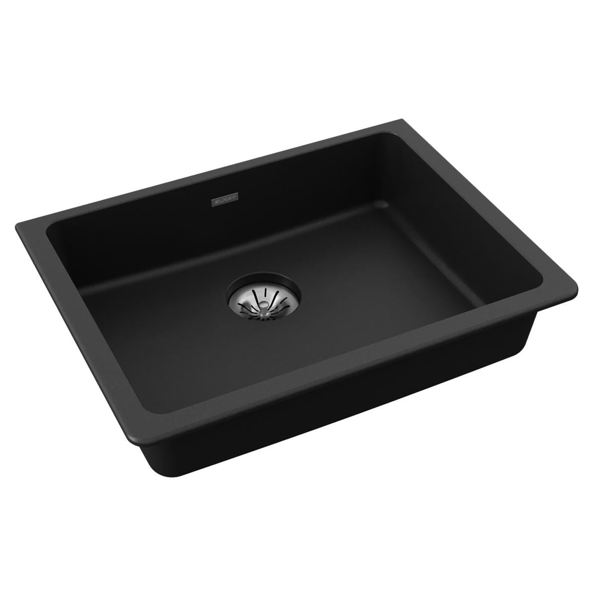 Elkay Quartz Classic 25" x 18-1/2" x 5-1/2" Single Bowl Undermount ADA Sink with Perfect Drain Black