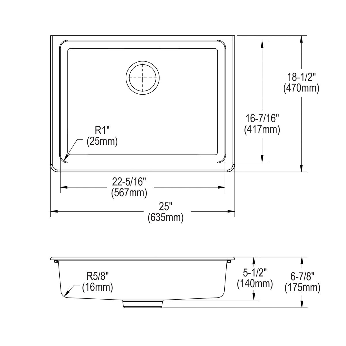 Elkay Quartz Classic 25" x 18-1/2" x 5-1/2" Single Bowl Undermount ADA Sink with Perfect Drain White