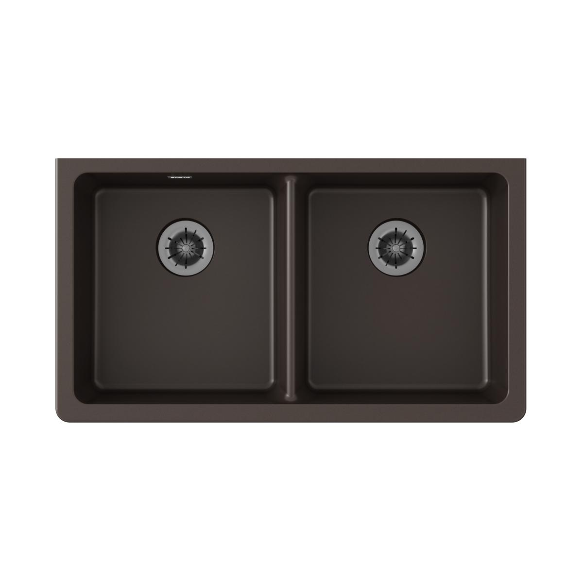 Elkay Quartz Classic 33" x 18-1/2" x 5-1/2", Double Bowl Undermount ADA Sink with Perfect Drain, Mocha