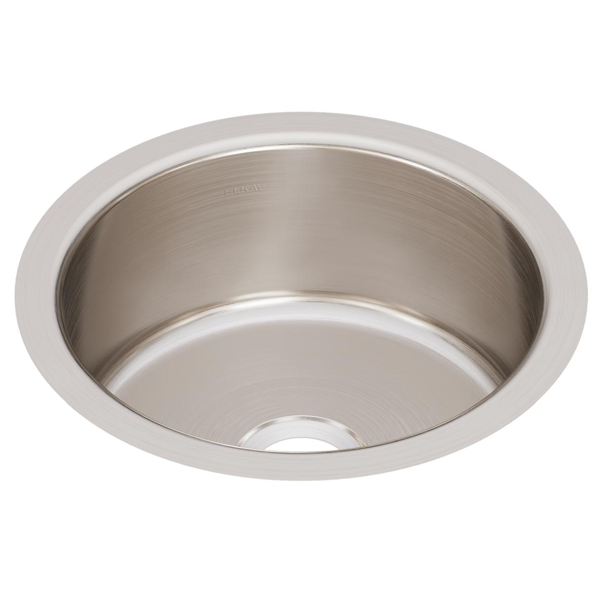 Stainless steel undermount sink with single round bowl and brushed satin finish interior.