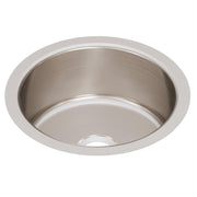 Stainless steel undermount sink with single round bowl and brushed satin finish interior.