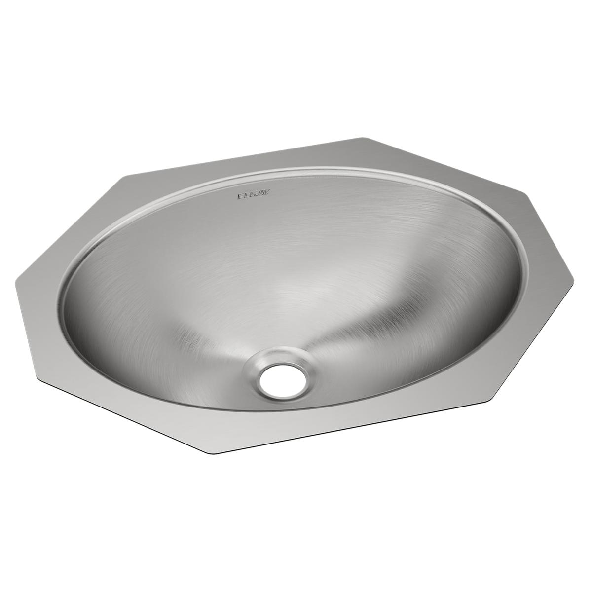 Stainless steel undermount bathroom sink with oval bowl and brushed finish surface.