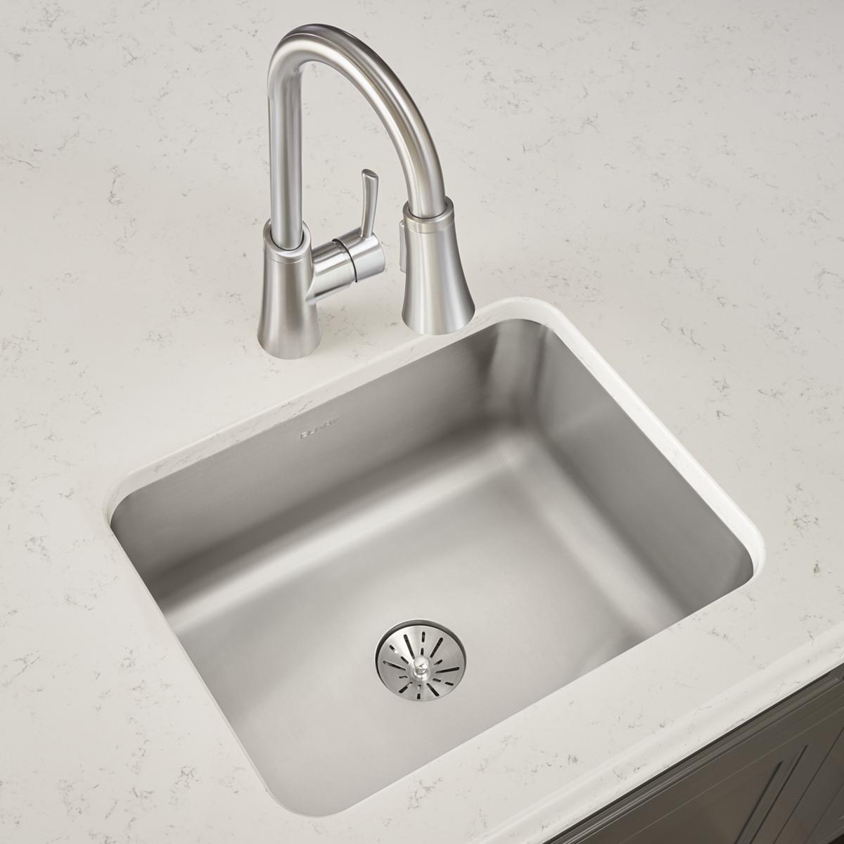 Elkay Lustertone Classic Stainless Steel, 20-1/2" x 16-1/2" x 7-7/8", Single Bowl Undermount Sink with Perfect Drain