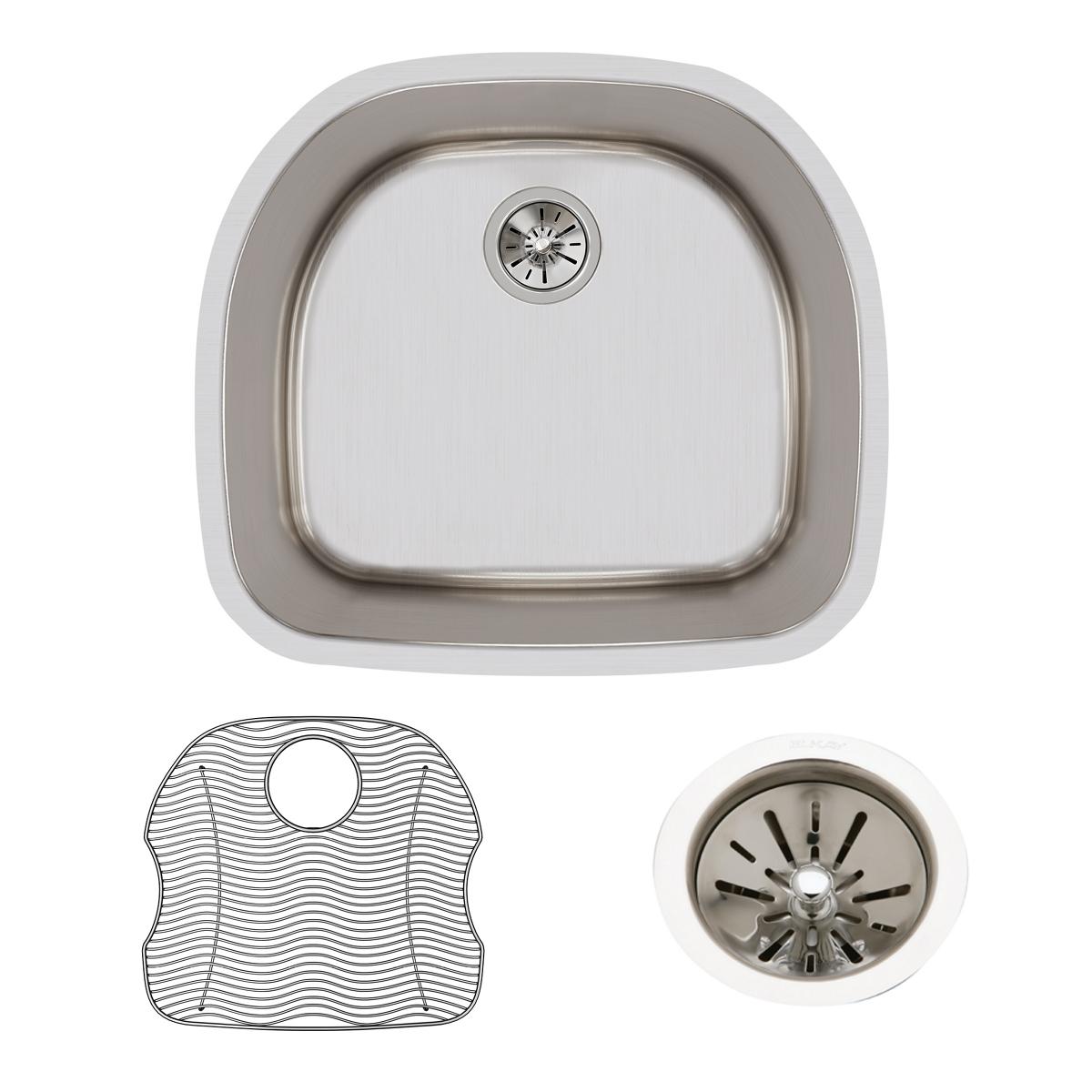 Elkay Lustertone Classic Stainless Steel 23-5/8" x 21-1/4" x 10" Single Bowl Undermount Sink Kit