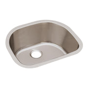 Stainless steel undermount sink with single bowl, rounded rectangular shape, and brushed finish.