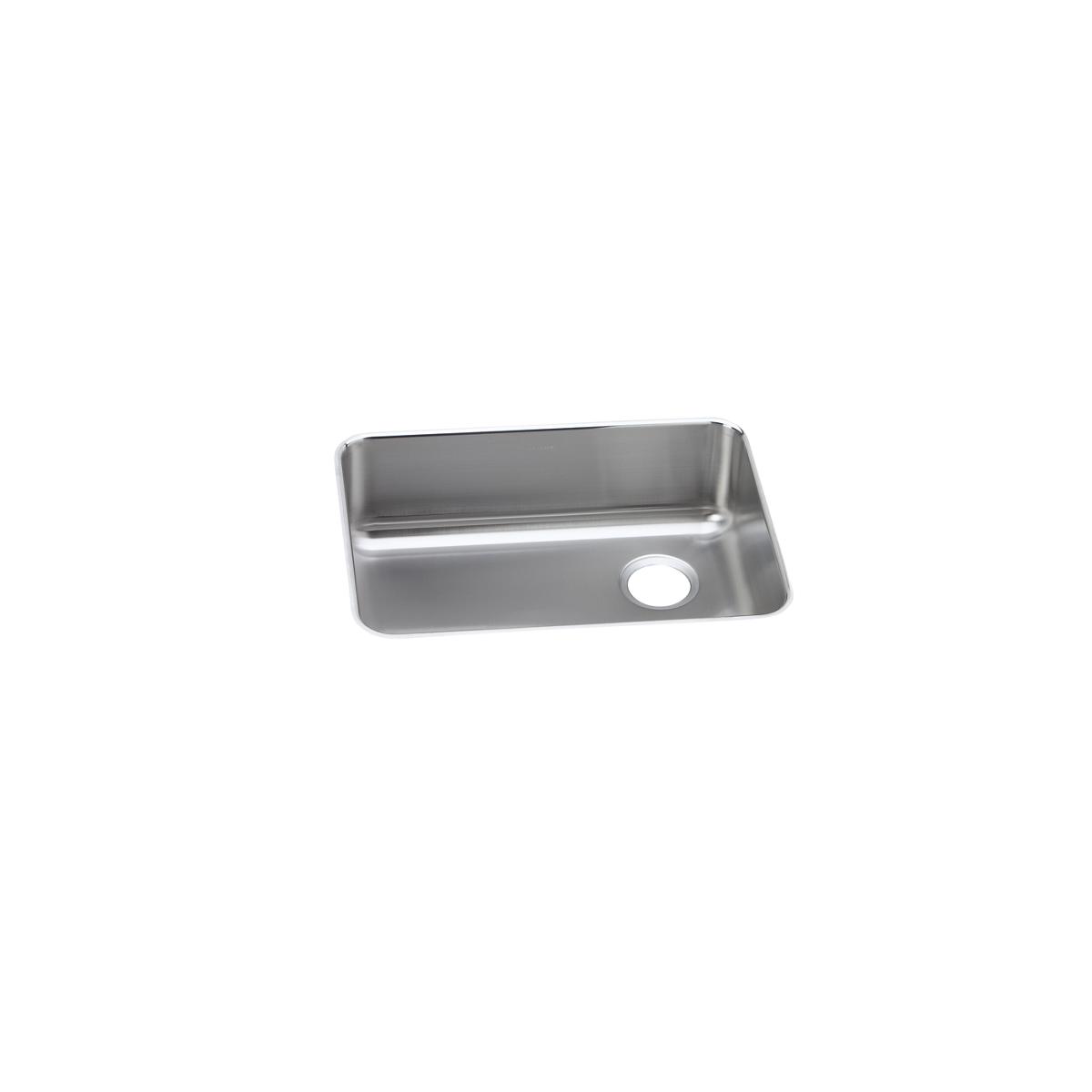 Stainless steel single bowl undermount sink with right drain opening, brushed finish.