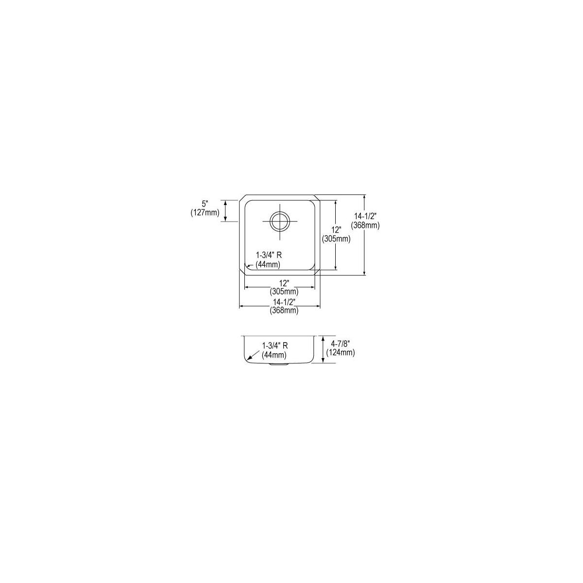 Elkay Lustertone Classic Stainless Steel 14-1/2" x 14-1/2" x 4-7/8", Single Bowl Undermount ADA Sink
