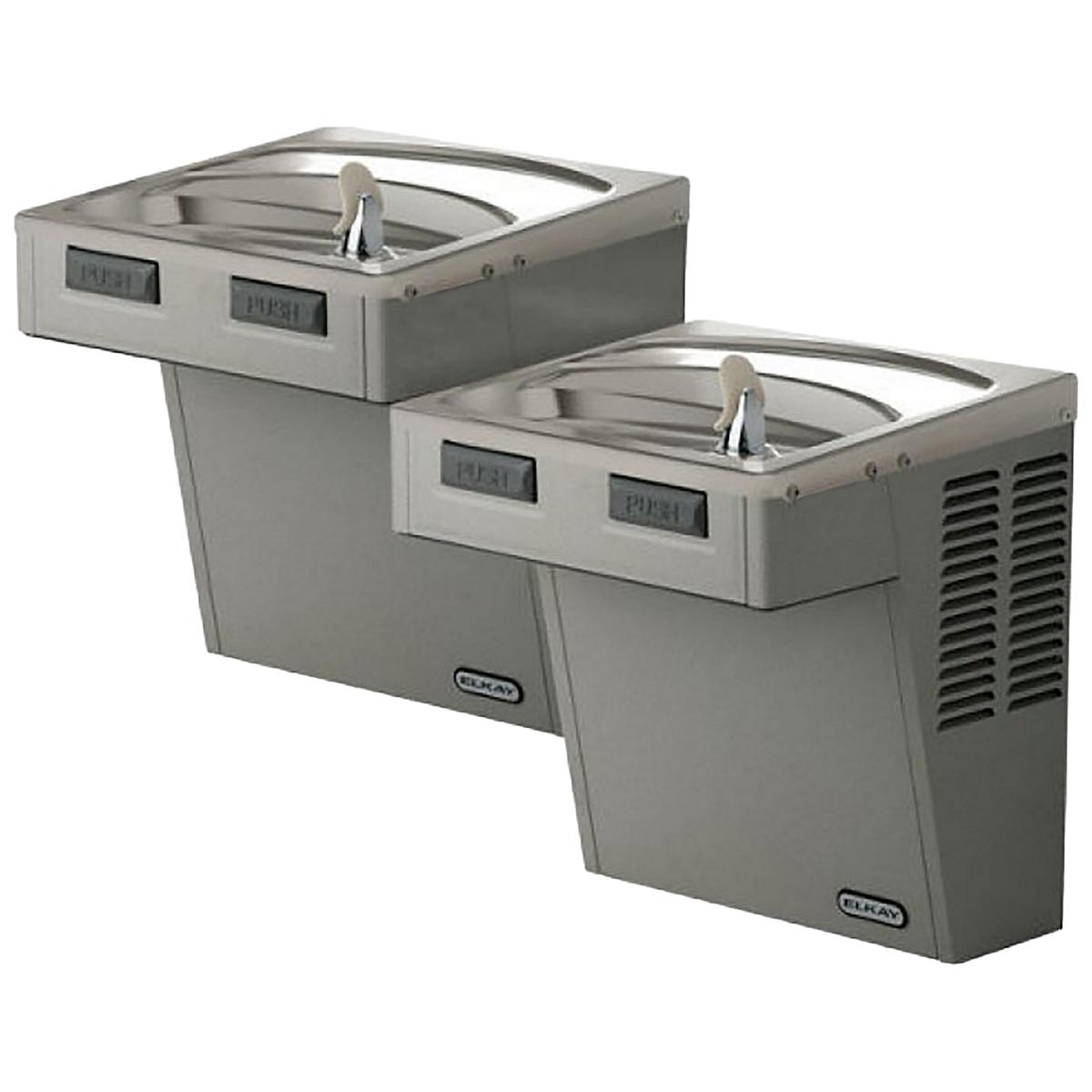 Elkay Wall Mount Mechanical Activation Bi-level ADA Cooler Non-filtered Refrigerated Light Gray Granite