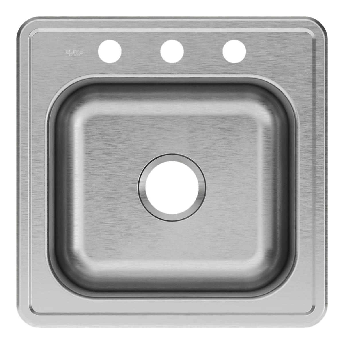 Stainless steel drop-in laundry sink with single bowl and three mounting holes on the rim.