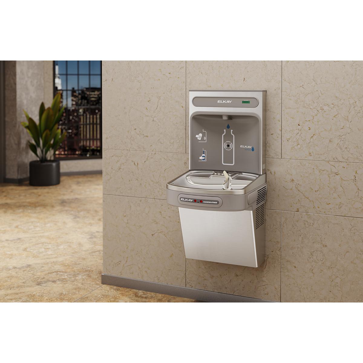 Elkay ezH2O Bottle Filling Station with Single ADA Cooler Hands Free Activation Non-Filtered Refrigerated Stainless