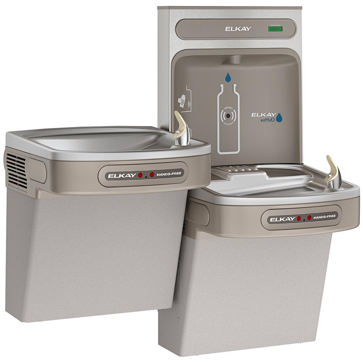 Elkay ezH2O Bottle Filling Station with Bi-Level ADA Cooler Dual Hands Free Activation Non-Filtered Refrigerated Light Gray