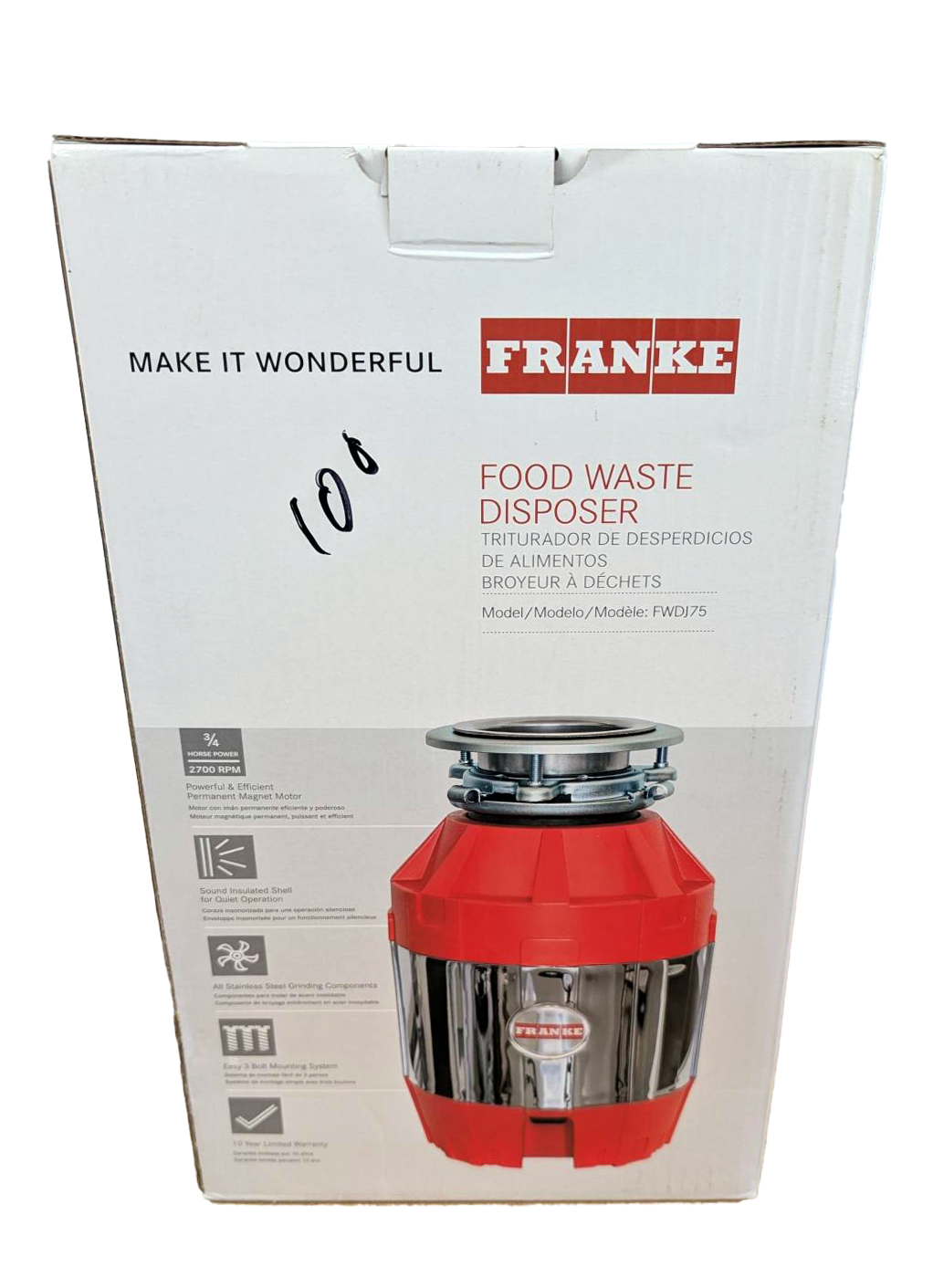 CLOSEOUT Franke Slimline 3/4 HP Food Waste Disposer