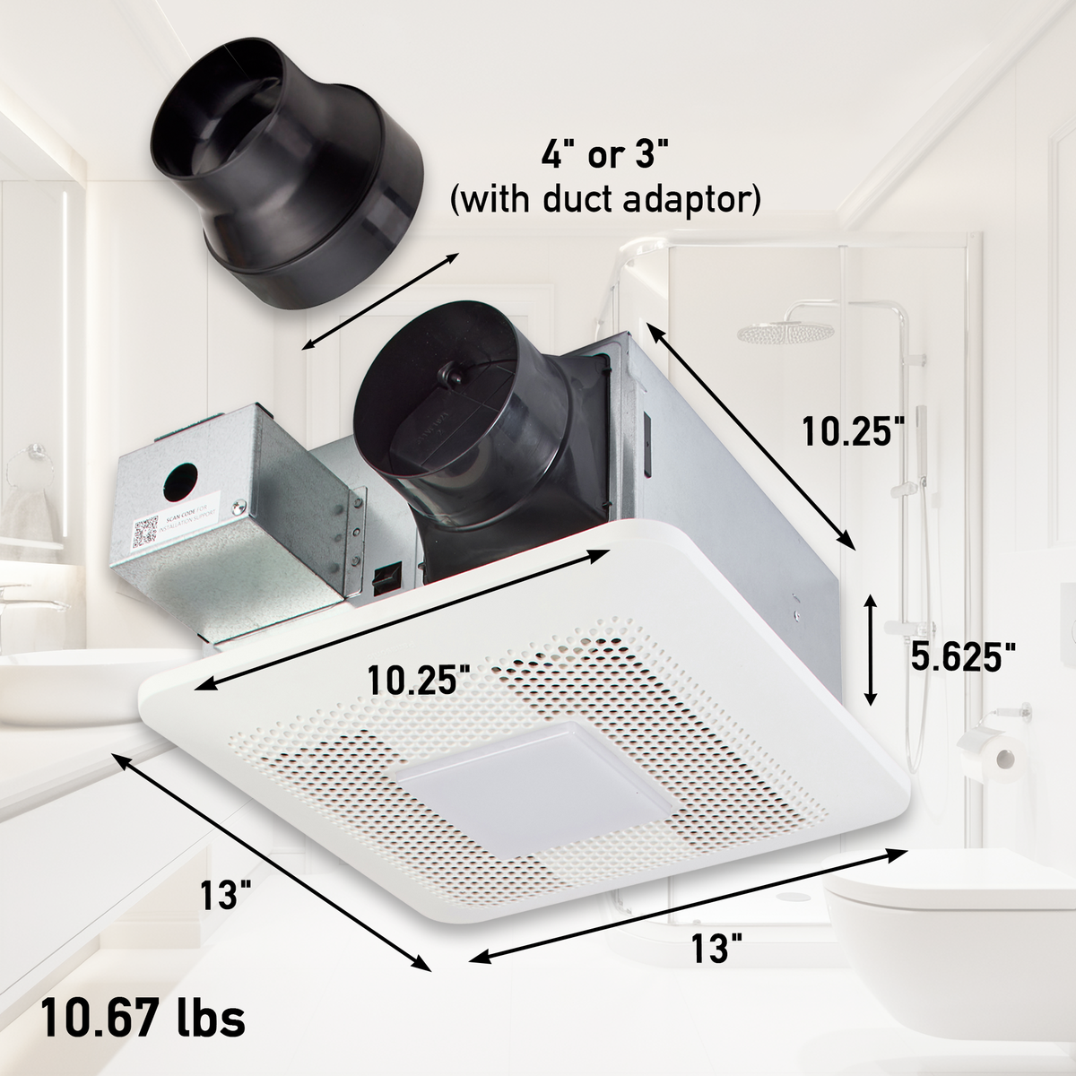 PANASONIC CEILING FANS WhisperFit DC Exhaust Fan w/ Bluetooth Speakers and LED