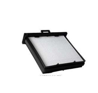White pleated filter panel with black plastic frame and handle for Panasonic ceiling fan ventilation system.