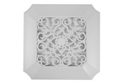 White square decorator grille with ornamental scrollwork pattern and center medallion detail.