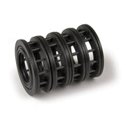 Black rubber seal and spacer rings stacked together for water treatment valve assembly.