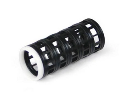Black and white cylindrical seal kit with ribbed bands and white end cap.