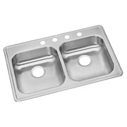 Elkay Dayton Stainless Steel 33" x 22" x 5-3/8", 5-Hole Equal Double Bowl Drop-in Sink